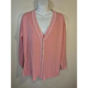 Talbots Size M Pink Grandpa Girlfriend Cardigan Preppy Country Club Academia